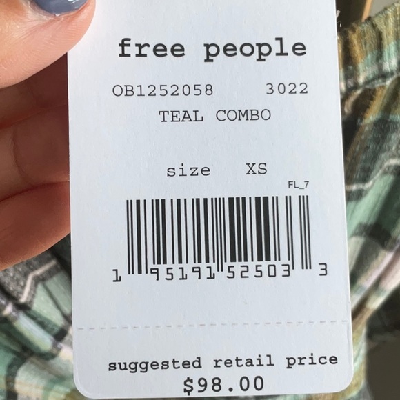 NWT Free People TEAGAN Plaid Puff Sleeve - Picture 10 of 10